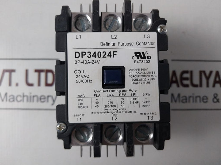 Irp Dp34024F Definite Purpose Contactor 3P-40A-24V