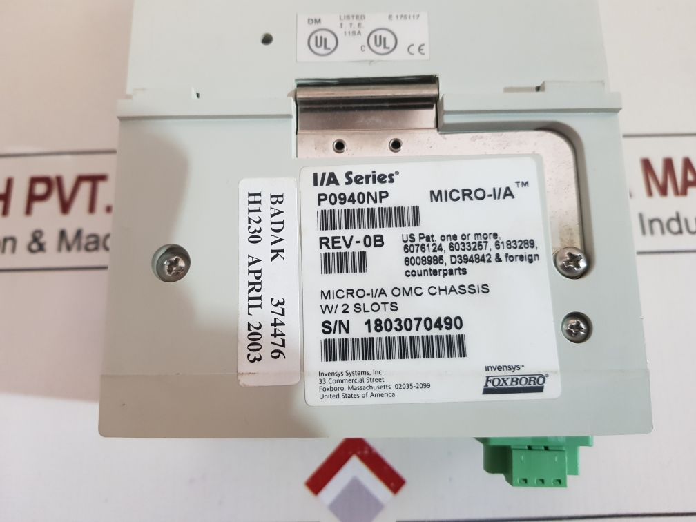 Invensys foxboro p0940np rev-0b micro-i/a omc chassis w/2 slots