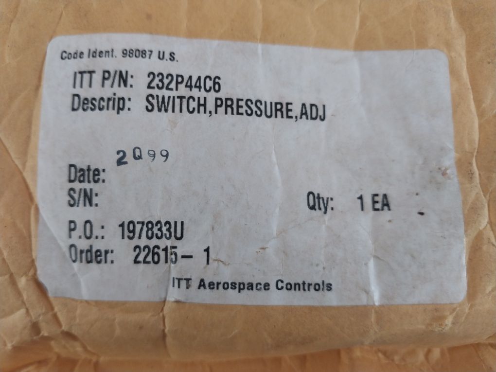 Itt 232P44C6 Adjustable Pressure Switch 6550171