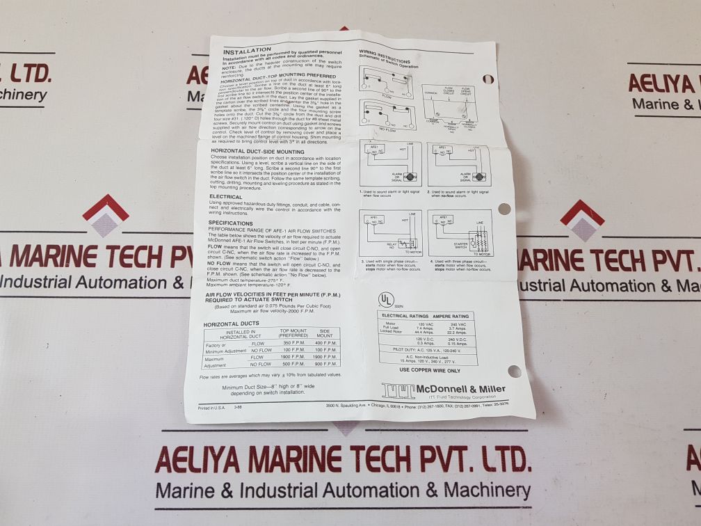 Mcdonnell & Miller Afe-1 Air Flow Switch