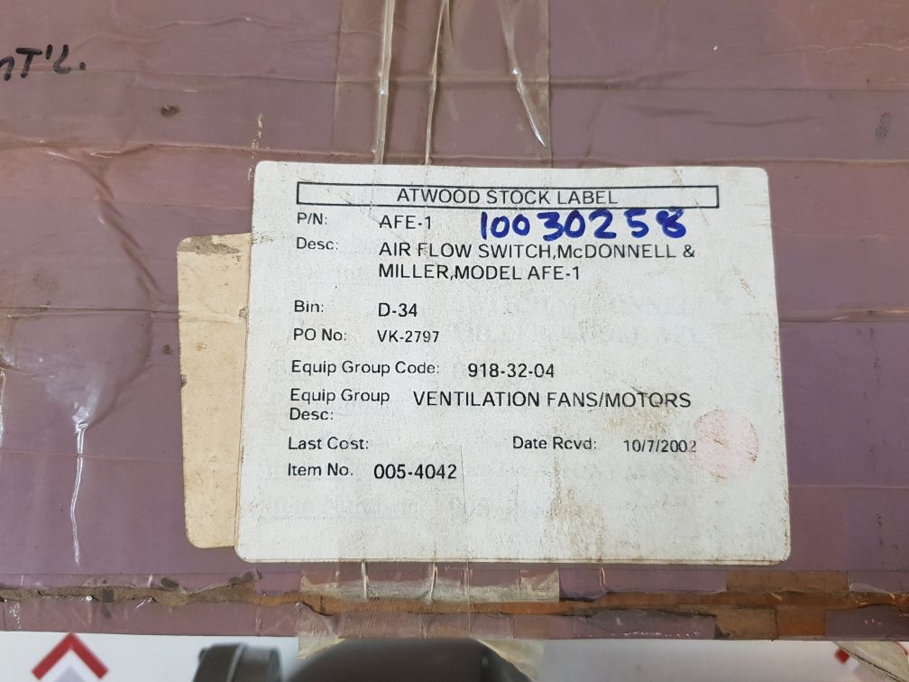 Mcdonnell & Miller Afe-1 Air Flow Switch