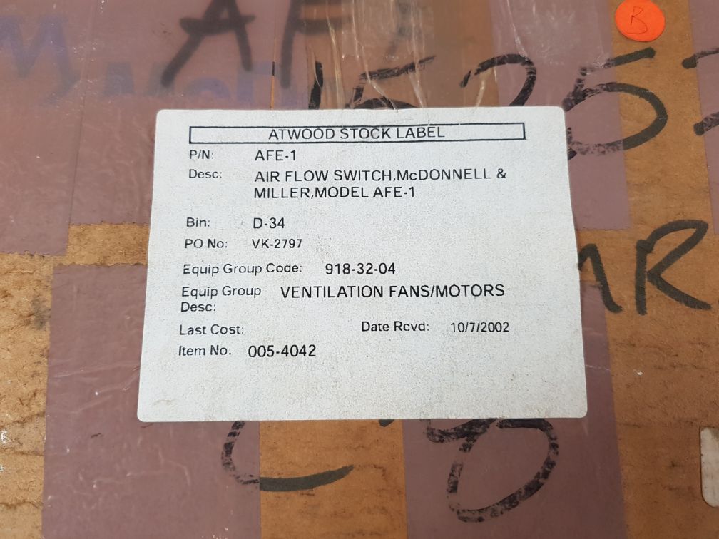 Mcdonnell & Miller Afe-1 Air Flow Switch