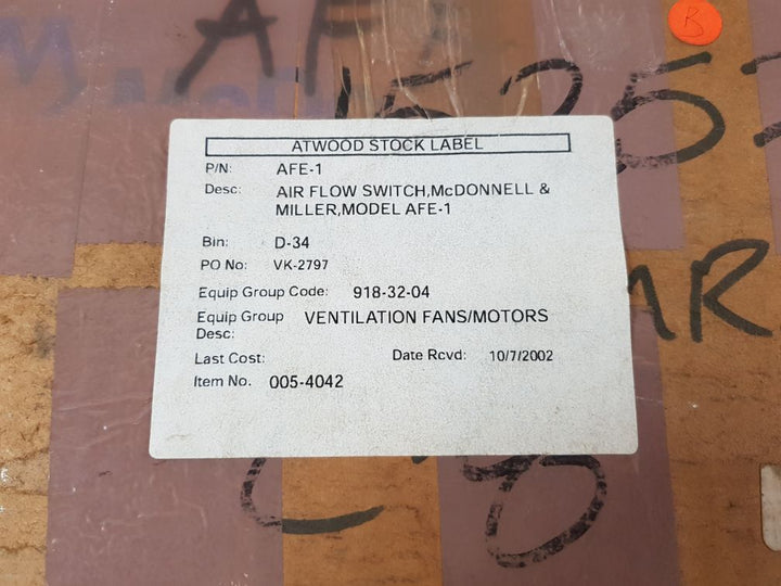 Mcdonnell & Miller Afe-1 Air Flow Switch