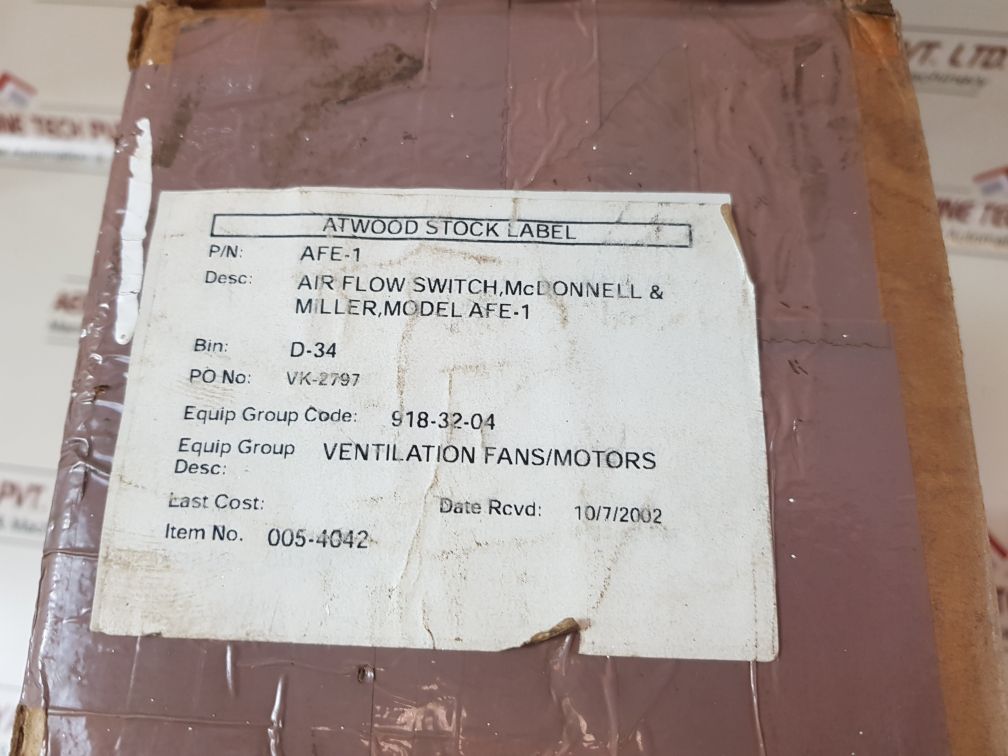Mcdonnell & Miller Afe-1 Air Flow Switch