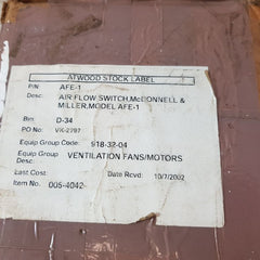 Mcdonnell & Miller Afe-1 Air Flow Switch
