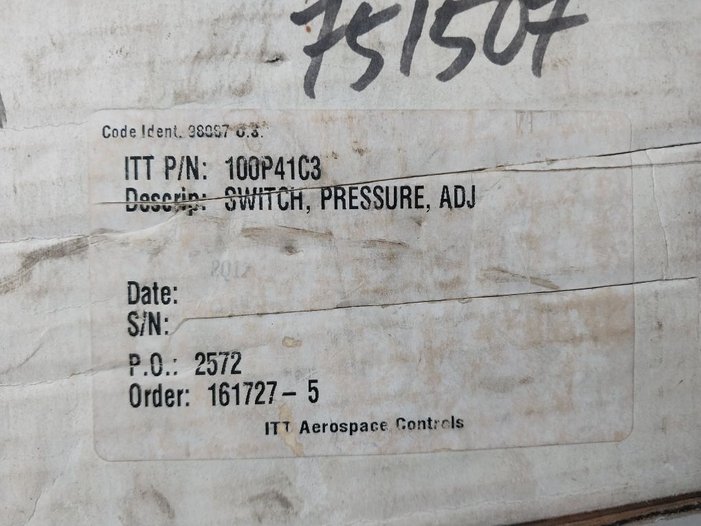 Itt Neo-dyn 100P41C3 Adjustable Pressure Switch Mfr 98087