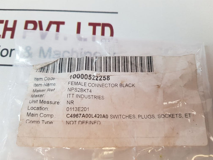 Itt Nps-2-bk-t4 Female Connector Black

