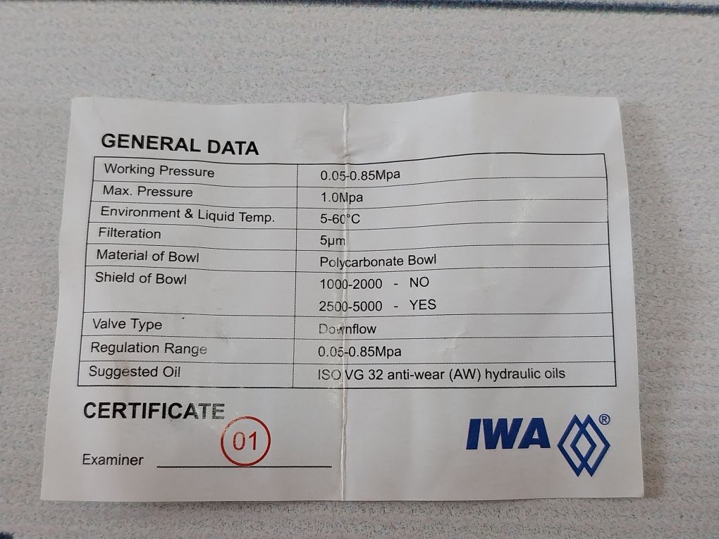Iwa Ar2000-02 Air Line Pressure Regulator 0.05-0.85Mpa
