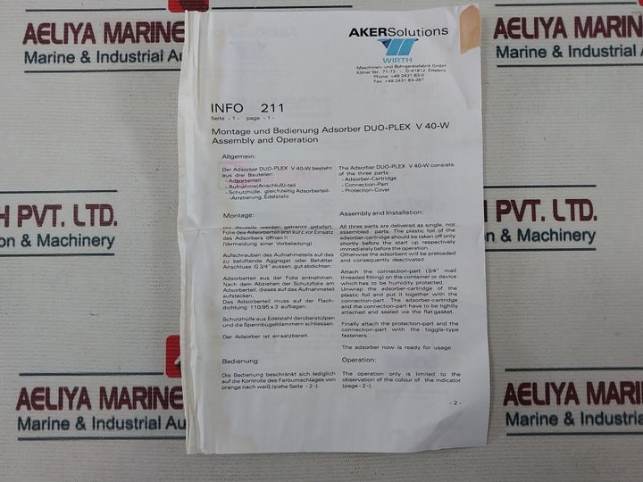 J.Giebel Filtertechnik Duo-plex V 40-w, Duo-plex V 401-w Absorber Kit