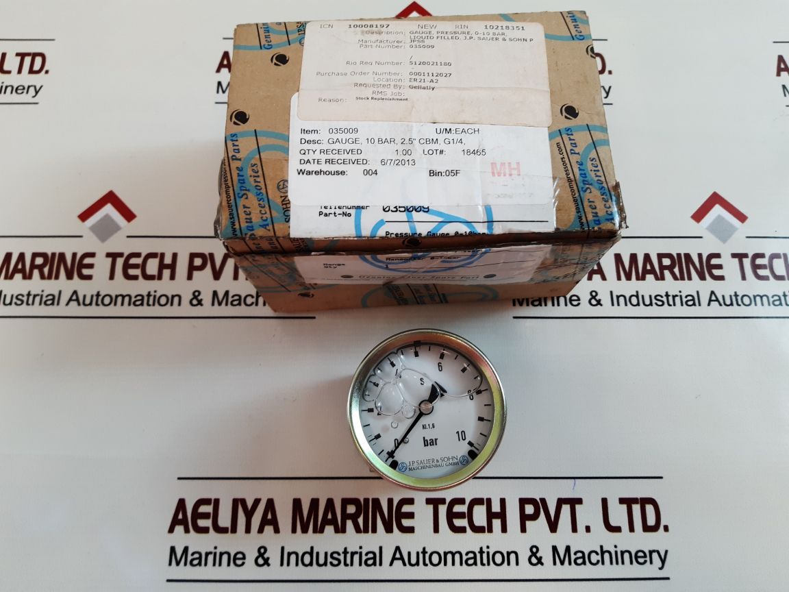 J.p.sauer & sohn pressure gauge 0-10 bar