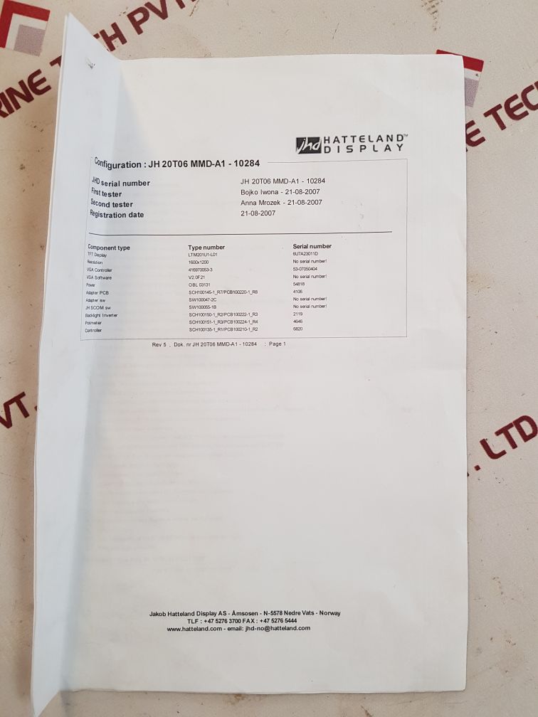 Hatteland Display Jh 20T06 Mmd-a1-10284