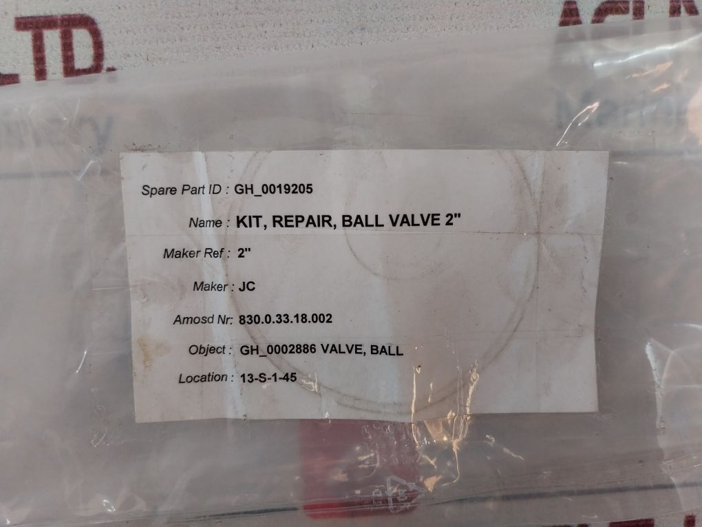 Jc Dn-2” Ball Valve Repair Kit
