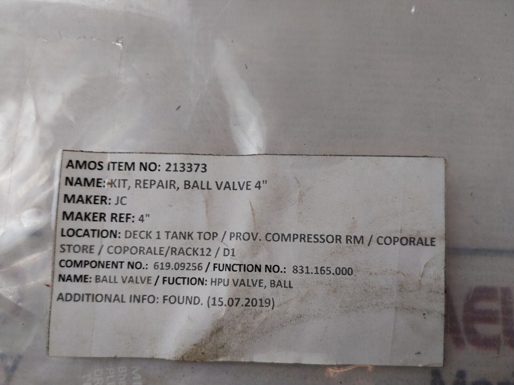 Jc Dn-4” Ball Valve Repair Kit