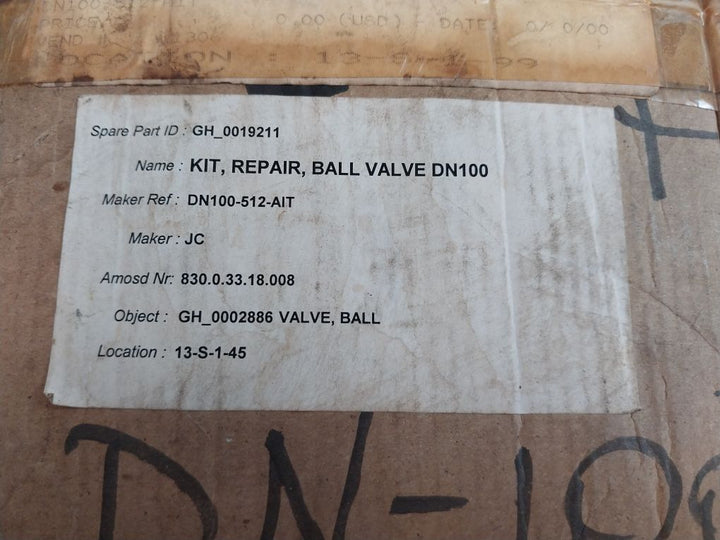 Jc Dn100-512-ait Stem Ball Valve Repair Kit