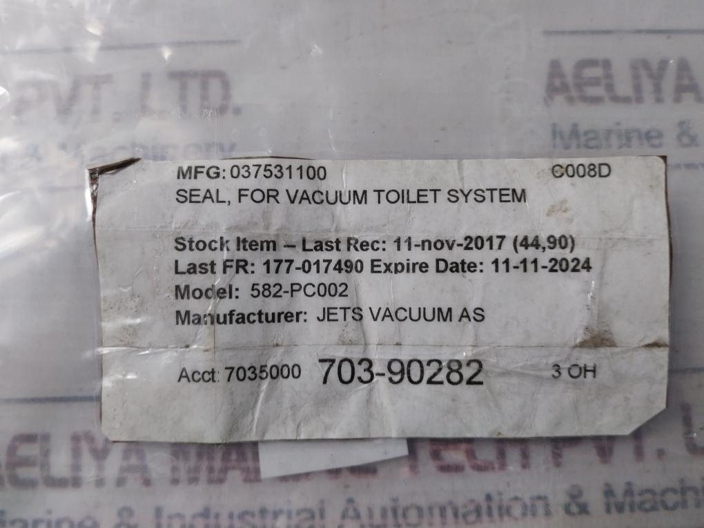 Jets Vacuum 037531100 Seal,For Vacuum Toilet System 582-pc002