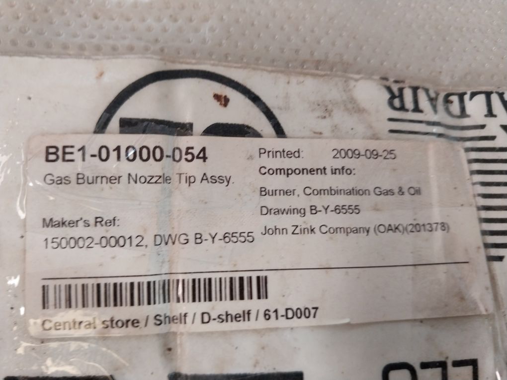 John Zink 150002-00012 Gas Burner Nozzle Tip Assy