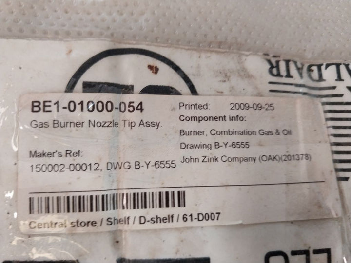 John Zink 150002-00012 Gas Burner Nozzle Tip Assy
