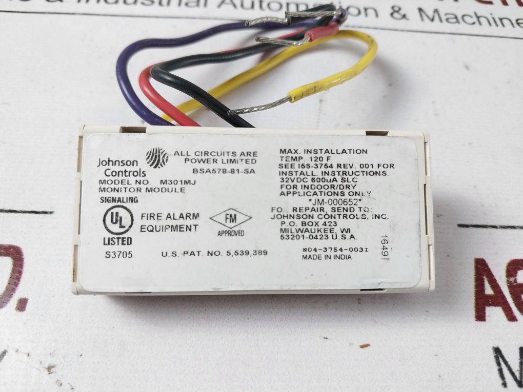 Johnson Controls M301Mj Monitor Module Bsa578-81-sa