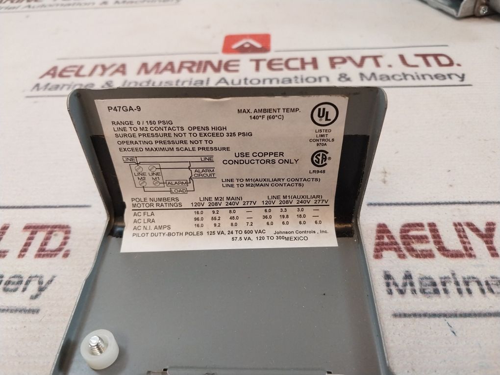 Johnson Controls P47Ga-9 Steam Pressure Limit Controls