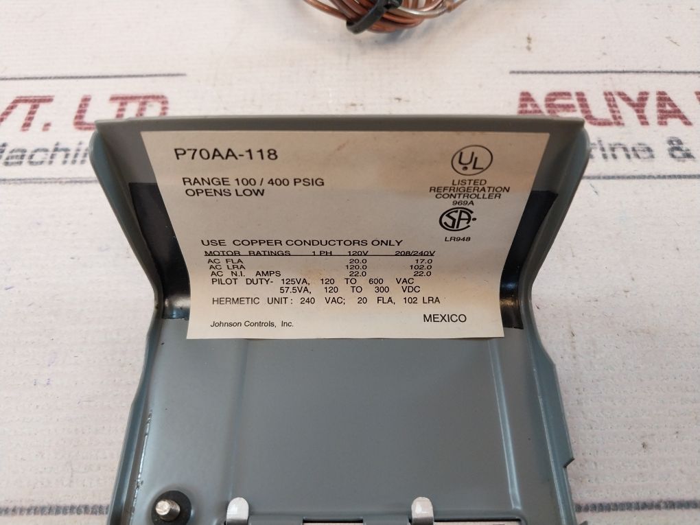 Johnson Controls P70Aa-118 Pressure Fan Cycling Control