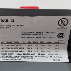 Johnson Controls P70Ab-12 Micro-set Suction Pressure Control 