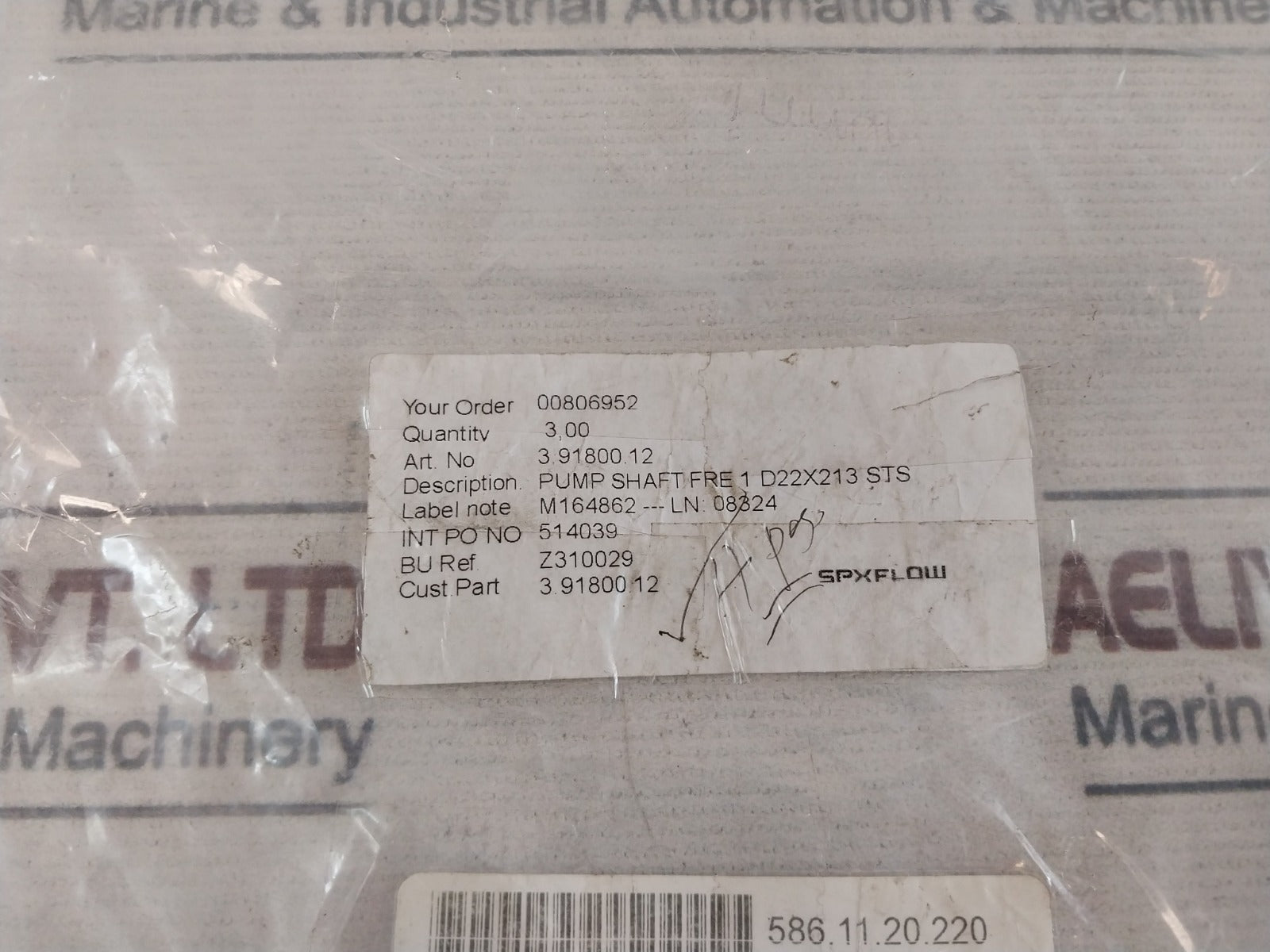Johnson Fre.40.110-g2 Pump Shaft