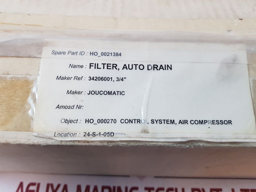 Joucomatic 34206001 3/4” auto drain filter