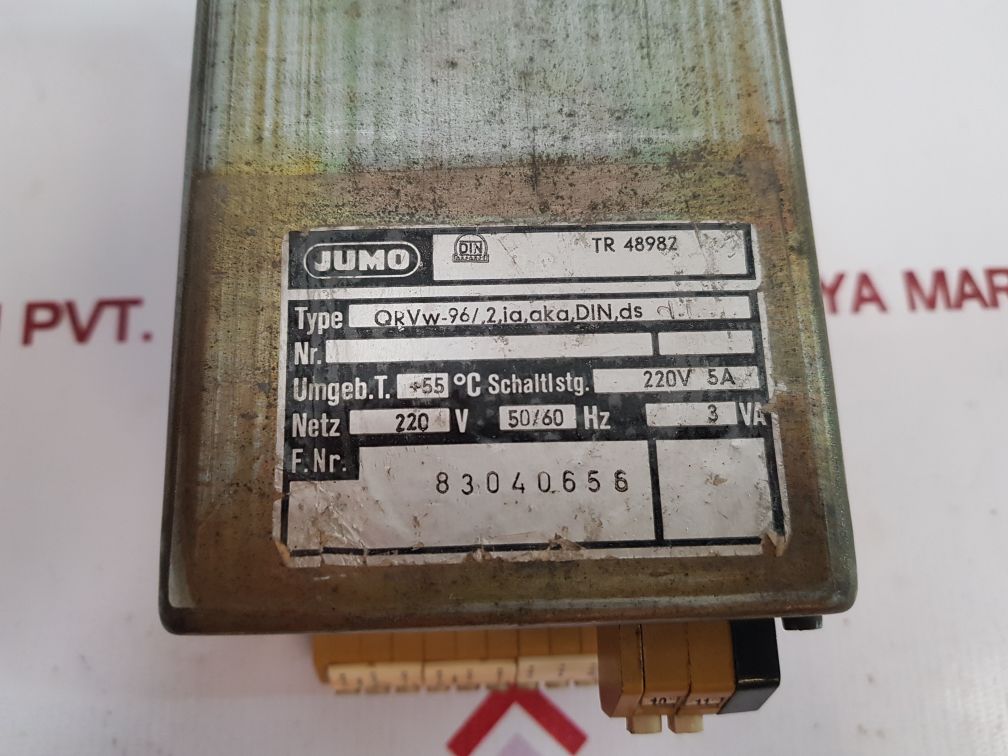 Jumo Temperature Controller Qrvw-96/ ,2, Ia, Aka, Din,Ds Dl