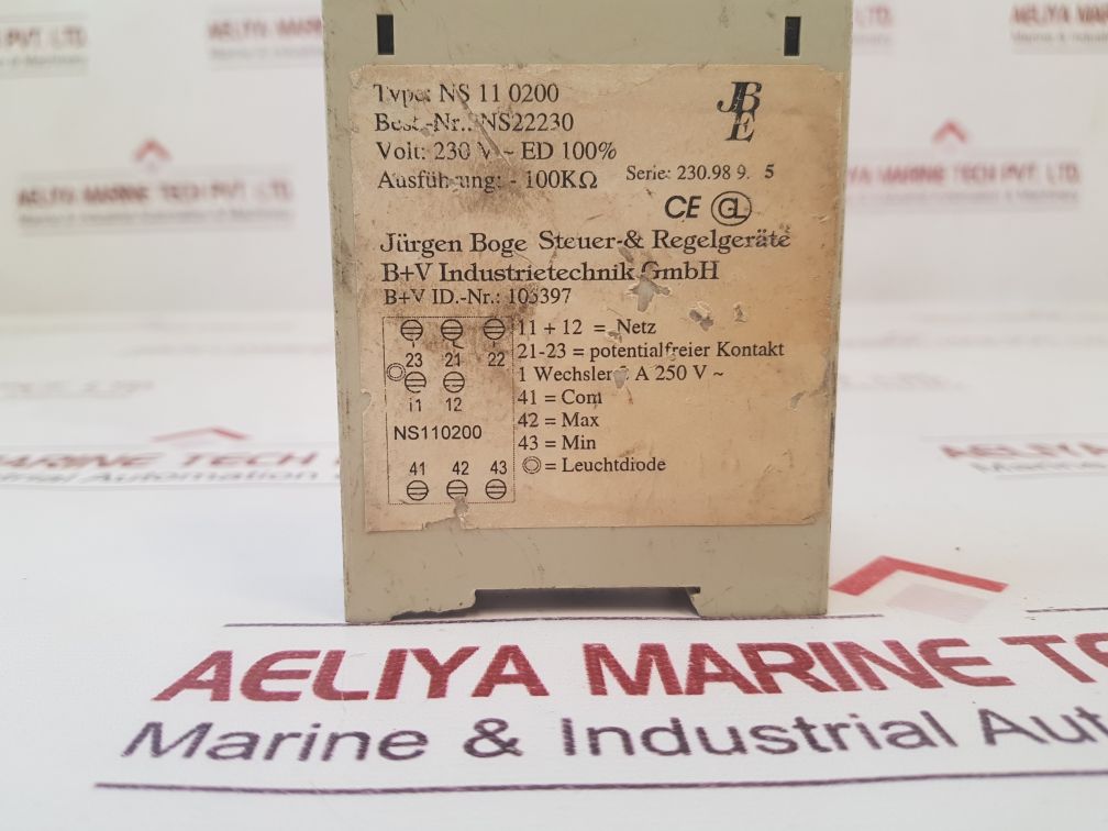 Jurgen Boge Steuer & Regelgerate Ns 11 0200