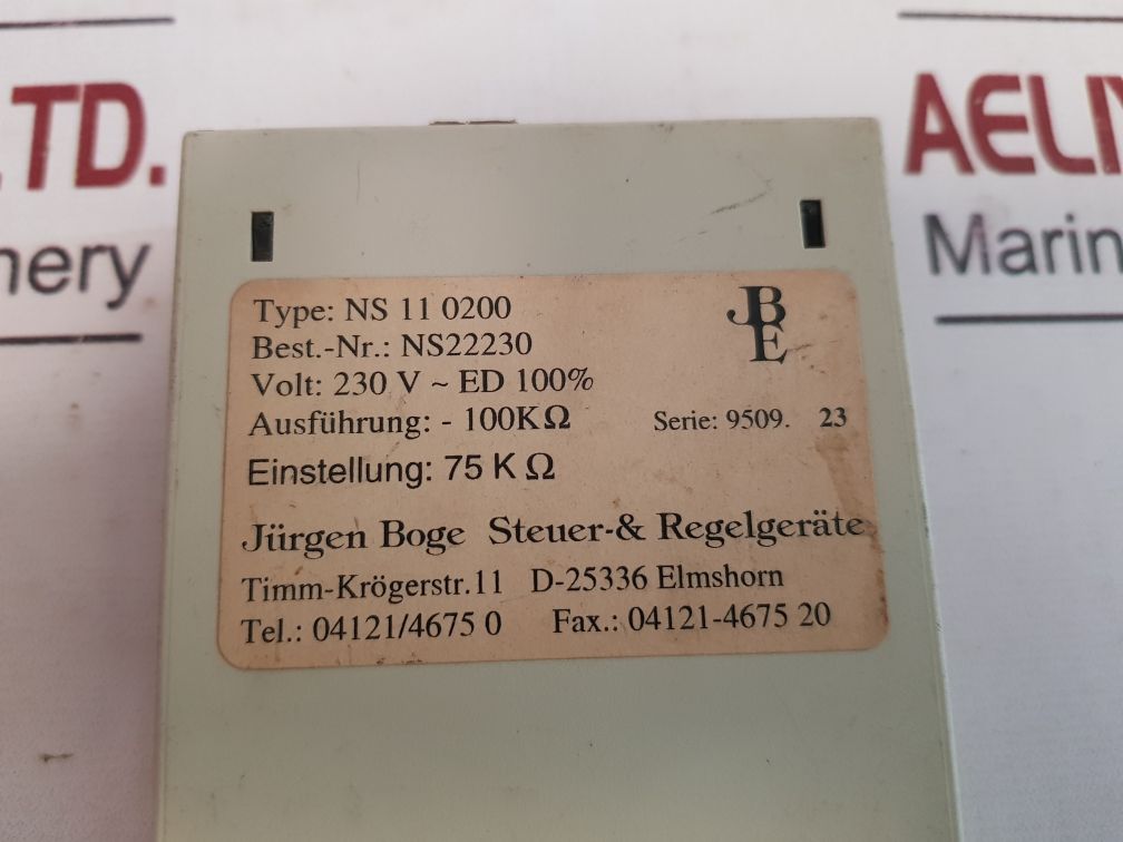 Jurgen Boge Steuer & Regelgerate Ns 11 0200