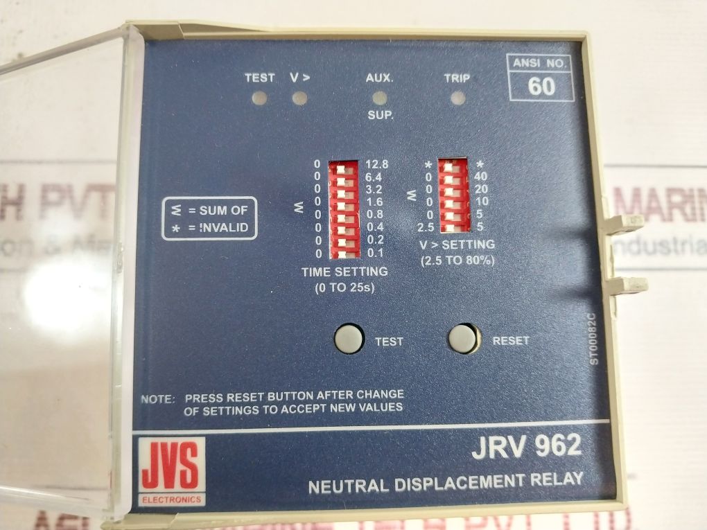 Jvs Electronics Jrv 962 Neutral Displacement Relay 110V Ac