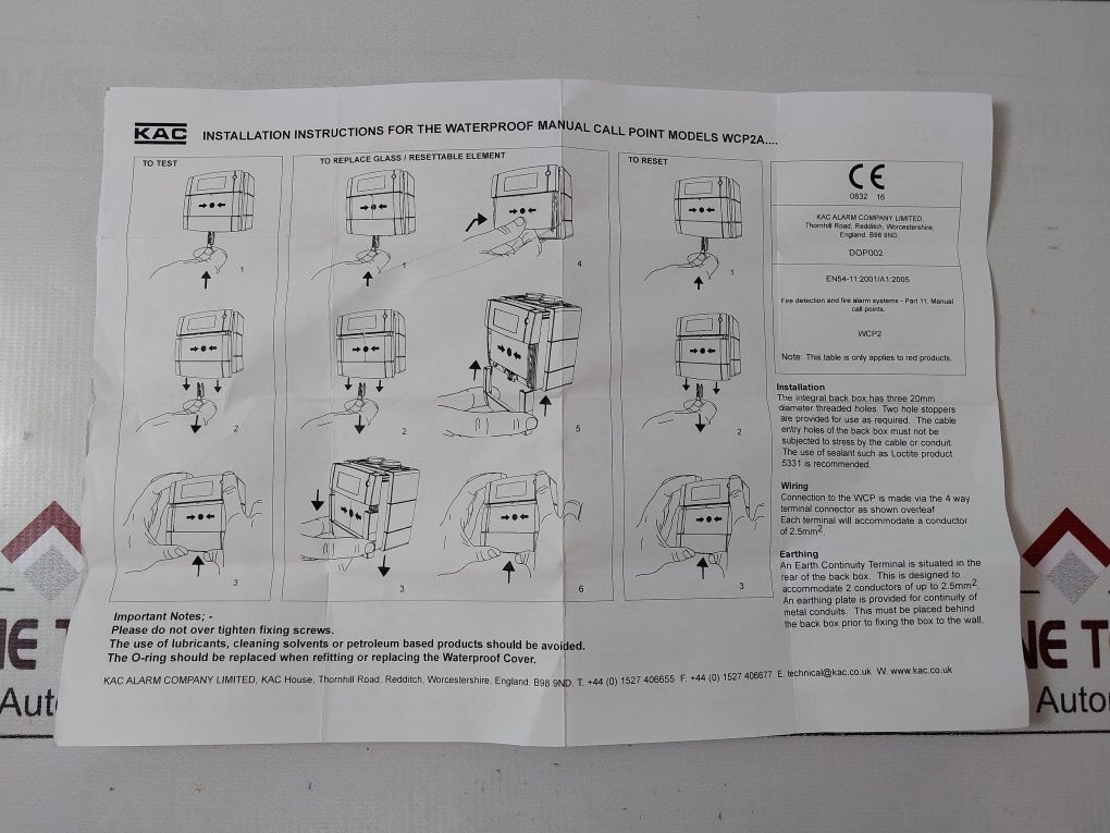 Kac Wcp2A-r470Sg-k013-01 Waterproof Manual Call Point
