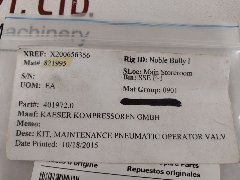 Kaeser 401972.0 Pneumatic Operator Valve Maintenance Kit