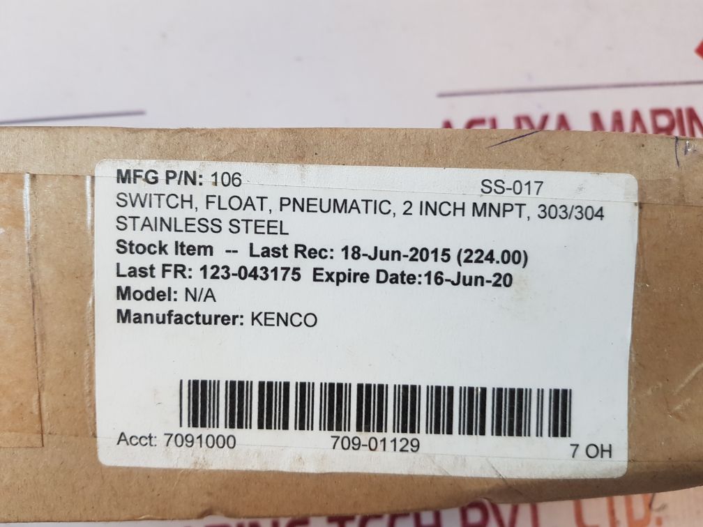 Kenco 106 Pneumatic Float Switch free shipping