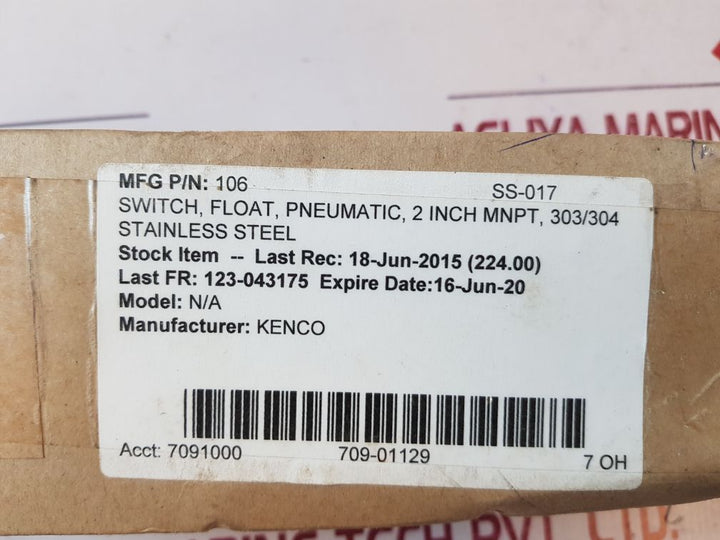 Kenco 106 Pneumatic Float Switch free shipping