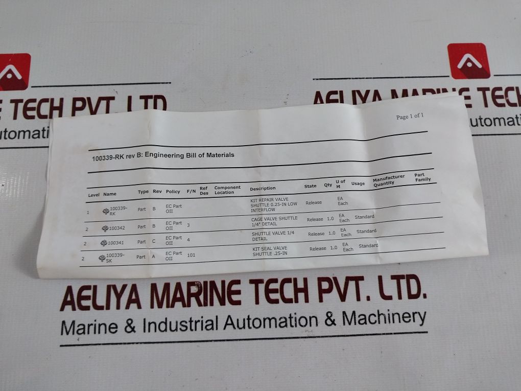 Kepner 2934 Adf14 Shuttle Valve Repair Kit