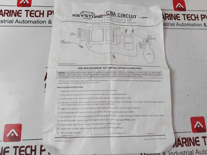 Keystone M400Ml5Ac4M500K Ballast Kit Mh-400A-p-ca /B Transformer