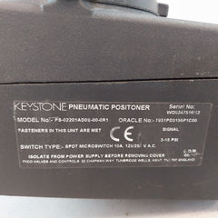 Keystone Ps-02201Ad0E-00-0R1 Pneumatic Positioner 3-15 Psi