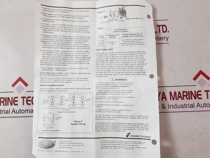 Kidde-fenwal 27121-0 Fire Heat Detector 12-e27121-000-04 190F
