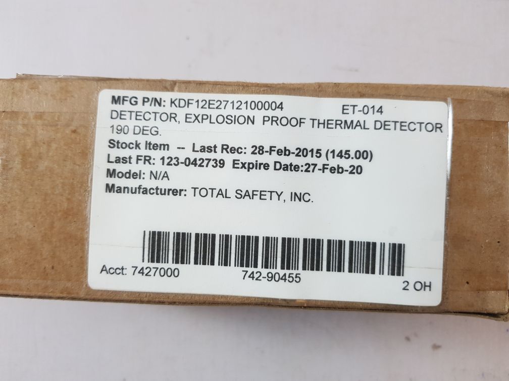 Kidde-fenwal 27121-0 Fire Heat Detector 12-e27121-000-04 190F
