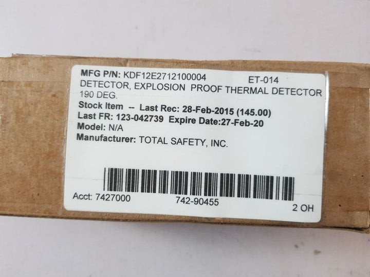 Kidde-fenwal 27121-0 Fire Heat Detector 12-e27121-000-04 190F
