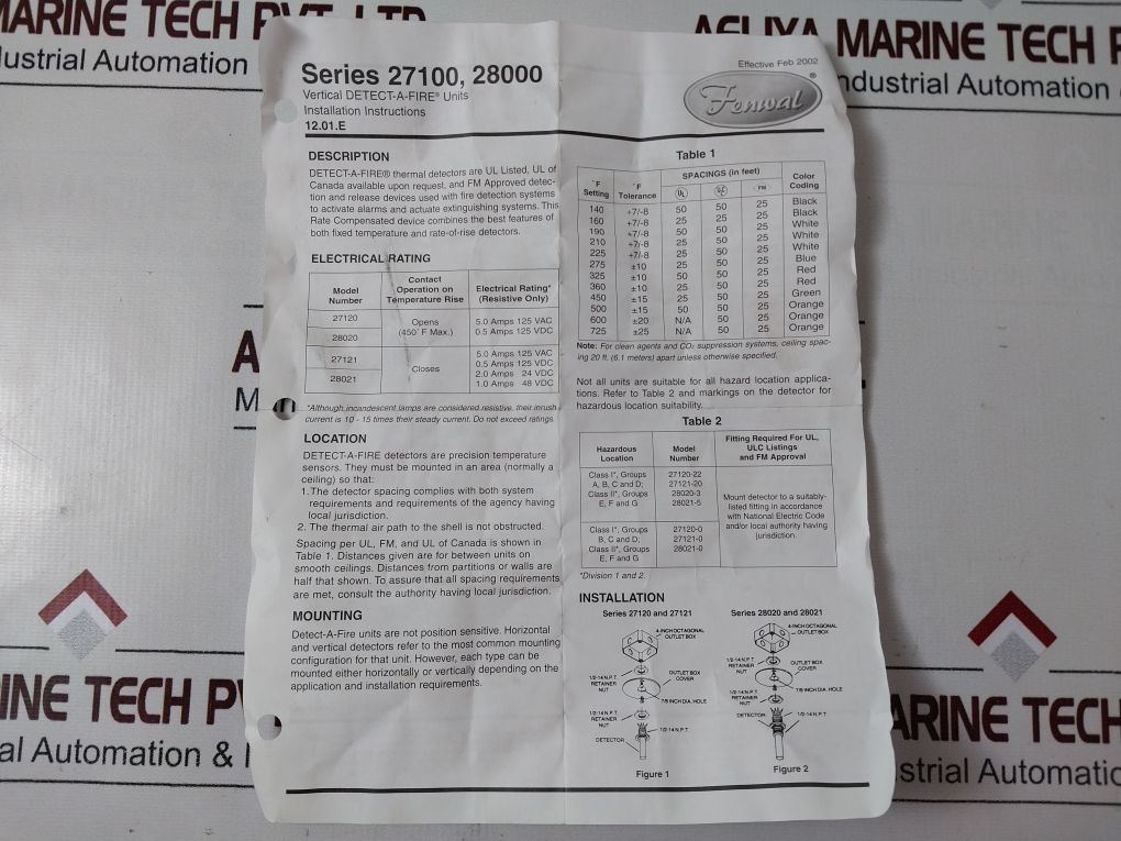 Kidde-fenwal 27121-0 Fire Heat Detector 12-e27121-000-05