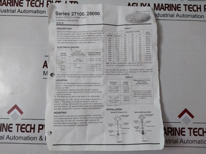 Kidde-fenwal 27121-0 Fire Heat Detector 12-e27121-000-05