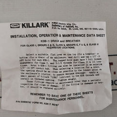 Killark Kdb-1 Breather Drain Plug 00905767