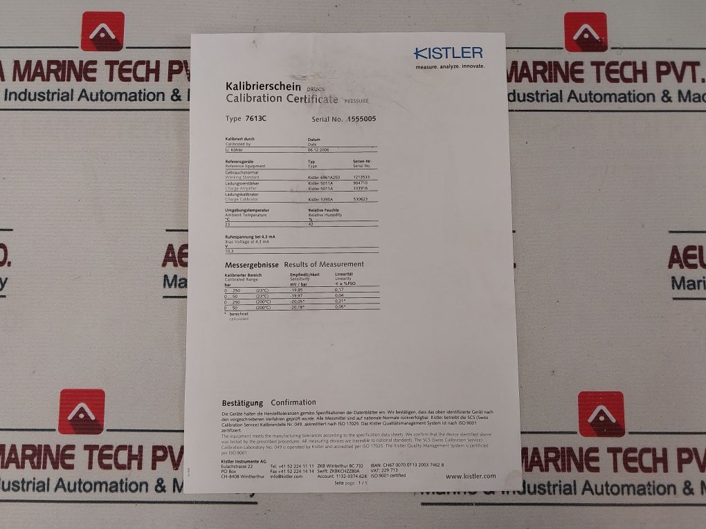 Kistler 7513A Pressure Sensor 7613Ca/7613C