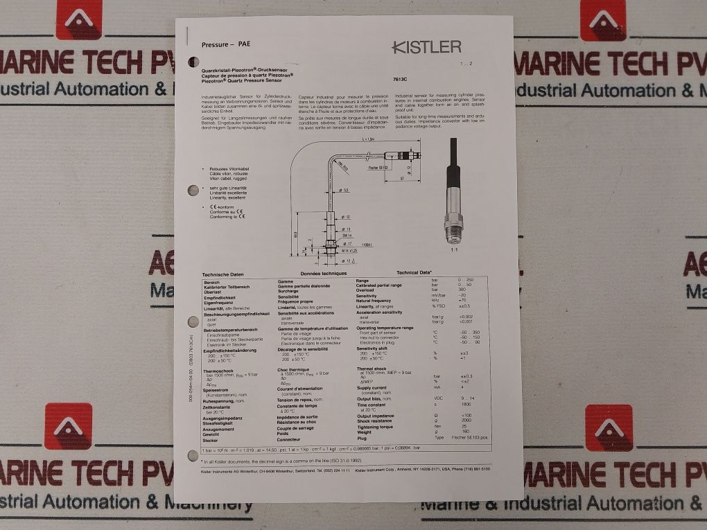 Kistler 7513A Pressure Sensor 7613Ca/7613C