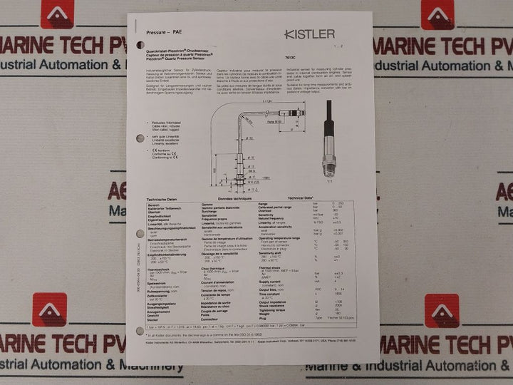 Kistler 7513A Pressure Sensor 7613Ca/7613C