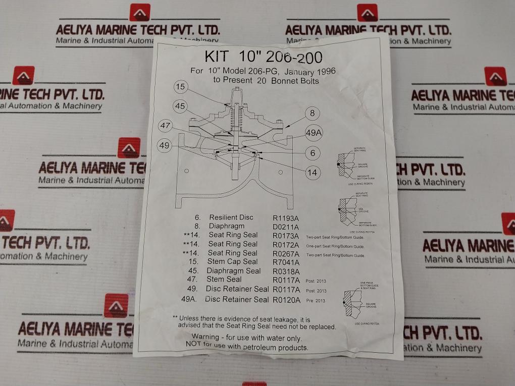 Kit 10” 206-200 D0211A Cylinder Seal