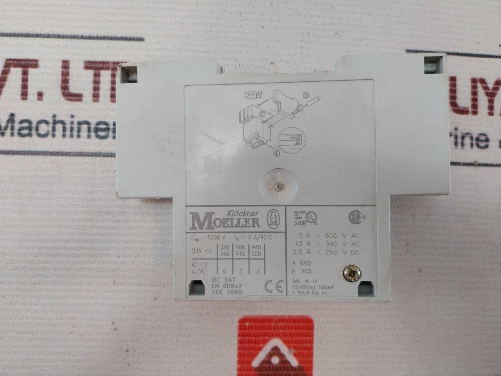 Klöckner Moeller Nhi 11-pkz 2 Side Mount Auxiliary Contact Block