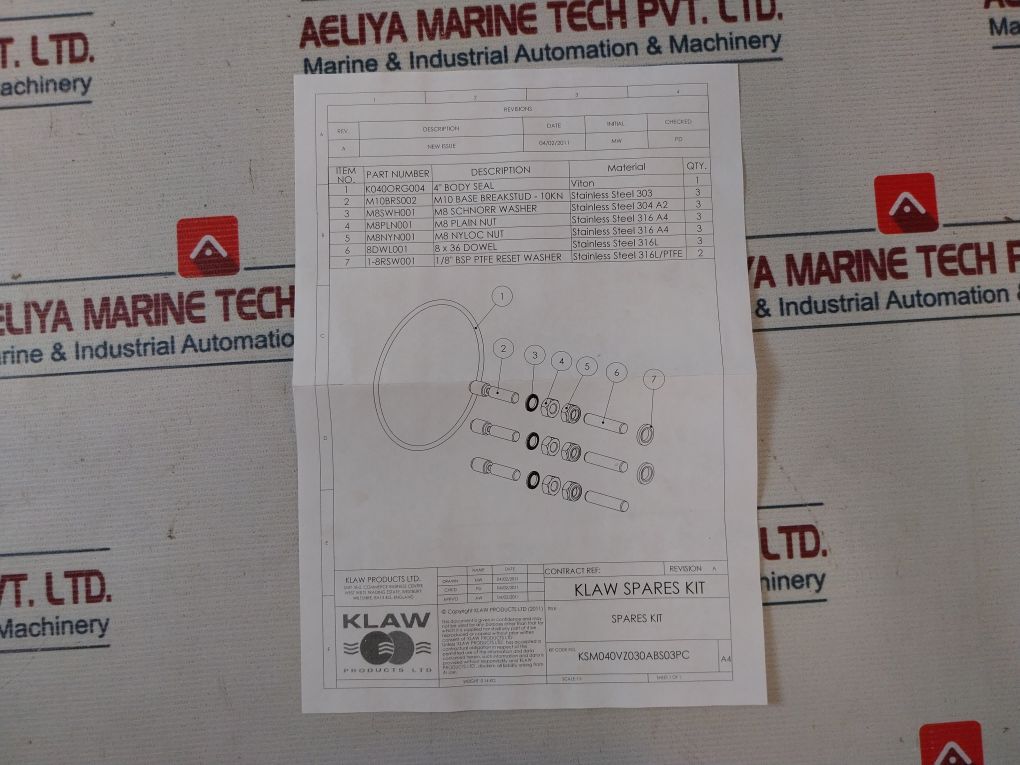 Klaw Ksm040Vz030Abs03Pc-s Breakaway Coupling Spares Kit
